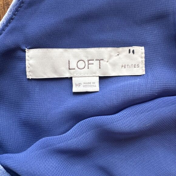 Loft Velvet Tank Top Sleeveless V-Neck Blue Womens Size Medium Petite - Picture 3 of 9